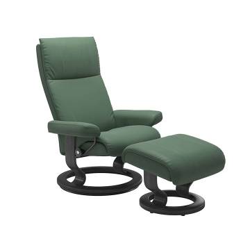 Stressless Aura Recliner and Ottoman - Classic Base