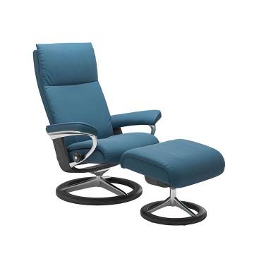 Stressless Aura Recliner and Ottoman - Signature Base