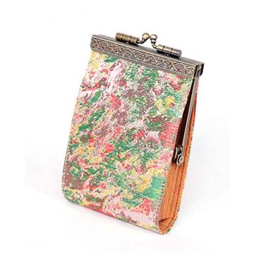 Cathayana RFID Blocking Card Purse - Light Green & Pink