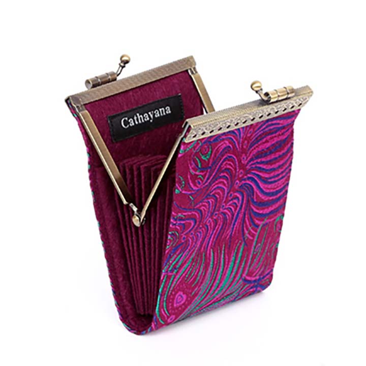 Cathayana RFID Blocking Card Purse Green Pink Peacock: Design