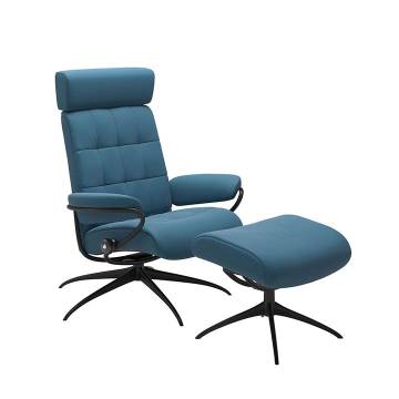 Stressless London Recliner and Ottoman - Adjustable Headrest