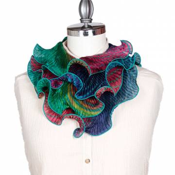 Cathayana Silk Infinity Scarf - Ocean and Coral