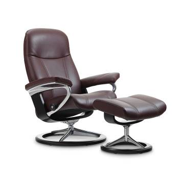 Stressless Consul Recliner and Ottoman - Signature Base