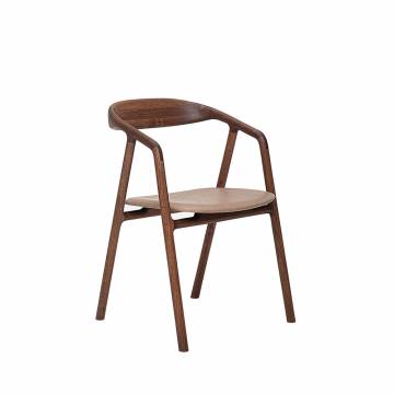 Woak BLED Dining Chair - Natural Oiled Walnut with Visione Taupe Leather