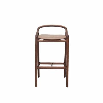 Woak BRIONI Counter Height Stool - Natural Walnut with Vision Taupe Leather