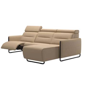 Stressless Emily V2 Two-Seat Steel Trim Sofa plus Long Seat Chaise - Power Option