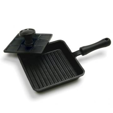 Norpro Pre-Seasoned Cast Iron Mini Panini Pan with Press